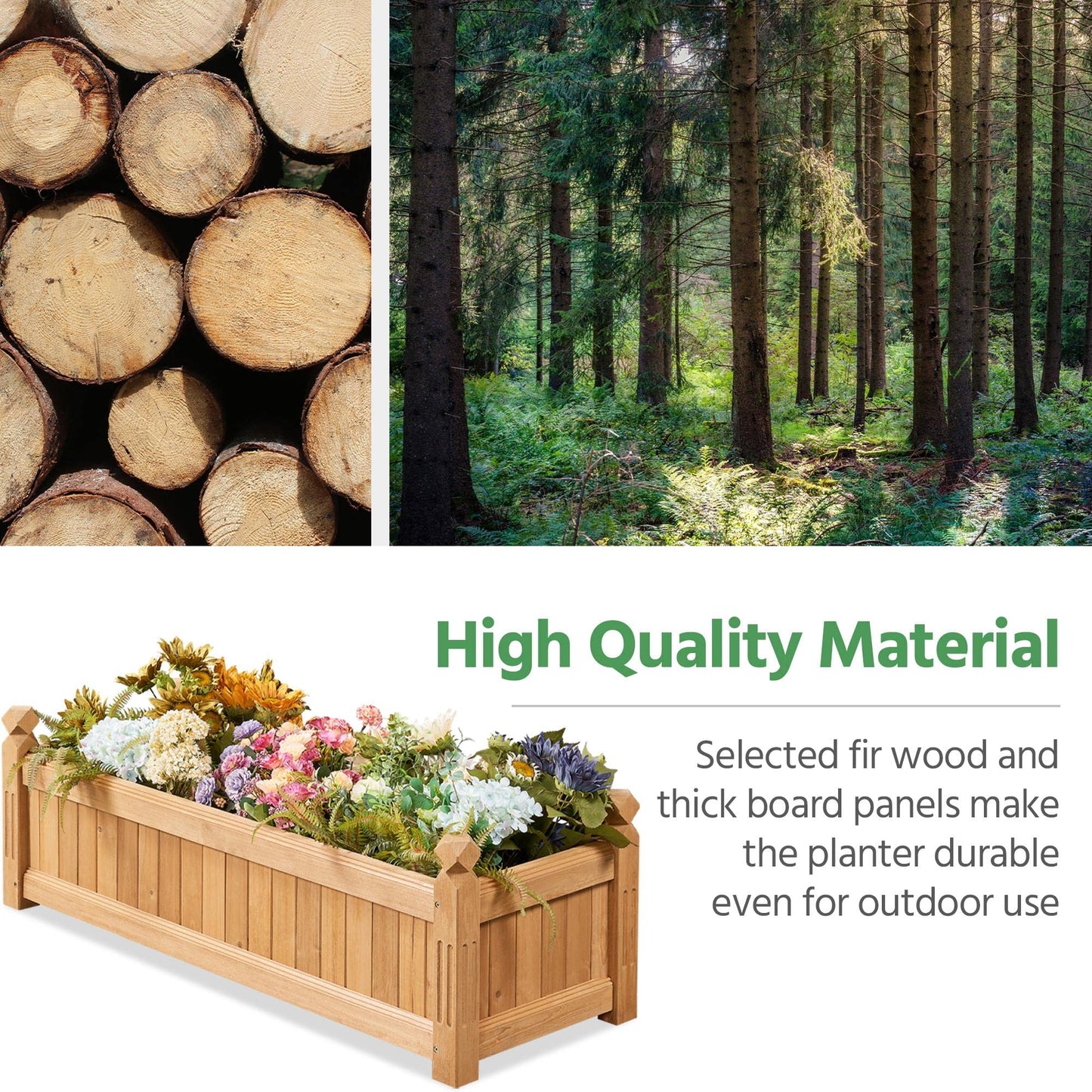 Yaheetech 43.5″ L×16″ W×14″ H Wooden Raised Garden Bed, Horticulture Wood Rectangular Garden Planter Outdoor, Raised Planter Box for Yard/Greenhouse/Vegetable/Flower/Herbs, Light Brown