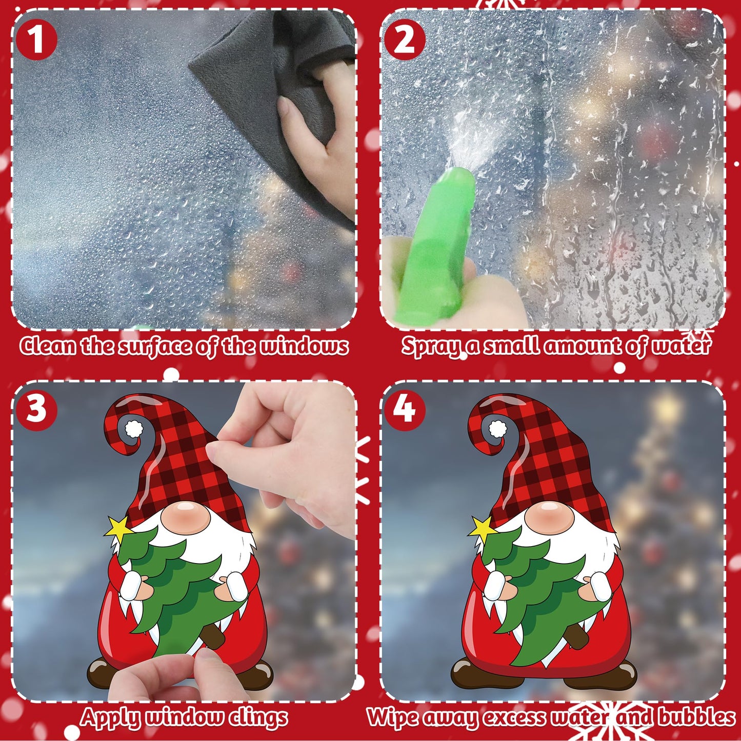 79 PCS Christmas Window Clings, Christmas Decorations, 9 Sheets Snowflake Xmas Window Decals Stickers for Glass, Cute Elf Decals for Ugly Sweater Party Decor Accessories Photo Booth Props