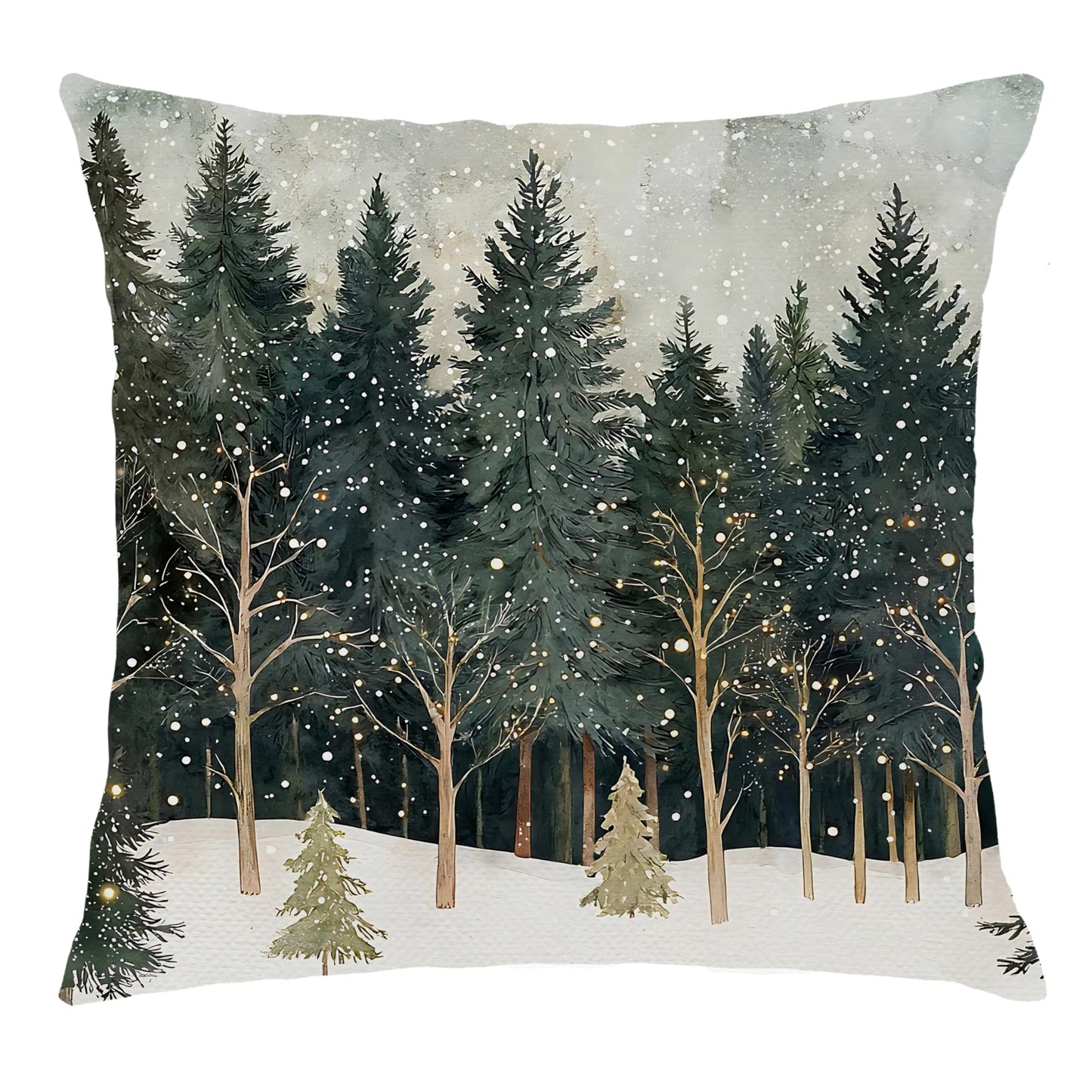 Nipil Christmas Forest Pillow Covers 18x18 Double-Sided, Farmhouse Christmas Decor, Xmas Winter Snowflake Forest Decorative Throw Pillow Cover for Home Living Room Bedroom Decor