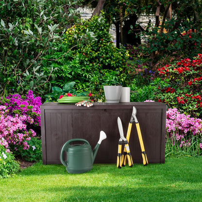 Outdoor Storage Box - 113 Gallon Lockable Deck Box for Pool Accessories, Patio Furniture Cushions, or Package Delivery Boxes for Outside - Deck Boxes Outdoor Waterproof by Pure Garden (Coffee)