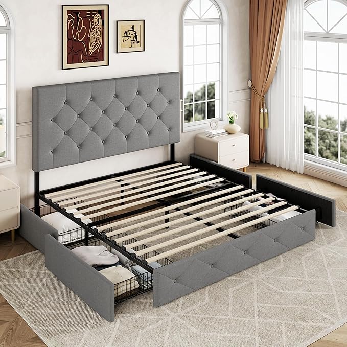 Allewie Upholstered Full Size Platform Bed Frame