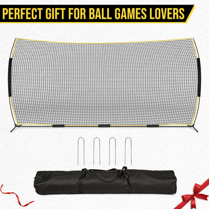 Eastrexon Barricade Backstop Net, 20x10ft Ball Stop Netting with Carry Bag & Ground Stakes, Quick Setup, Portable, Perfect for Lacrosse, Baseball, Basketball, Soccer