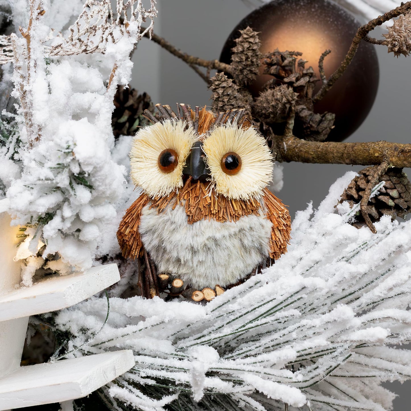 AuldHome Design Woodland Friends Figurines (Set of 3, Fox/Owl/Hedgehog); Forest Animals Decor for Fall, Christmas, Winter and Themed Decor or Parties