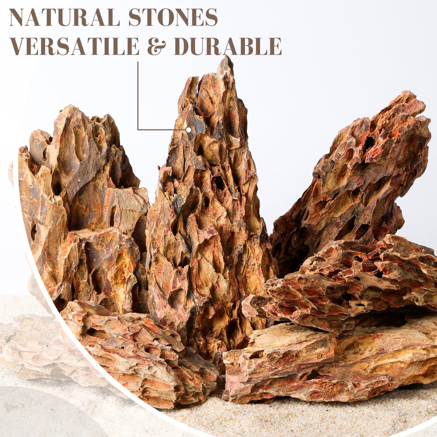FISCAPE 6.1-8.1 Inches Natural Dragon Stone, 6 PCS Large Aquarium Rocks for Aquascaping, Terrariums, Reptile Tanks & Aquarium Décor
