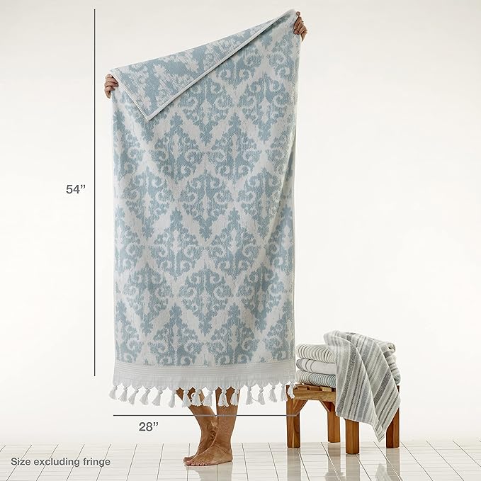 SKL Home Mirage Fringe 100% Turkish Cotton Bath Towel, 54.00" x 28.00"