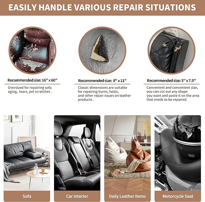 ONine Leather Repair Patch，Self-Adhesive Couch Patch，Multicolor Available