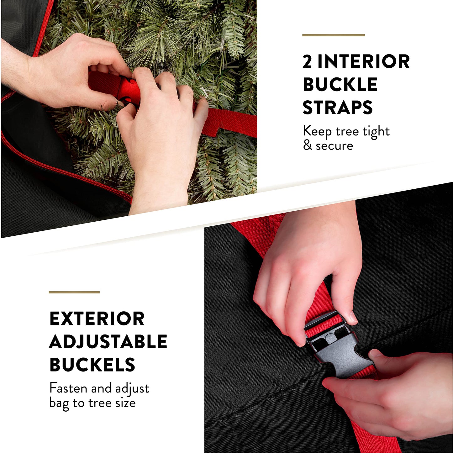 ZOBER 600D Oxford Fabric Rolling Christmas Tree Storage Bag - Fits 7.5 Ft Artificial Trees - Waterproof Christmas Tree Bag For Storage Box For Xmas, Durable Handles and Wheels - Card Slot - Black