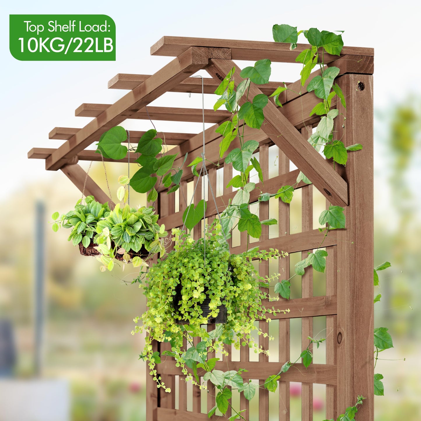 Yaheetech 72" H Garden Planter with Trellis for Vine Climbing Horticultural Plants, Outdoor Raised Box with Drainage Holes, Raised Garden Bed for Flowers, Dark Brown, 2pcs