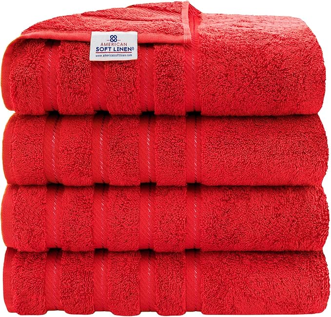 American Soft Linen Luxury 4 Piece Bath Towel Set, 600 GSM 100% Cotton Turkish