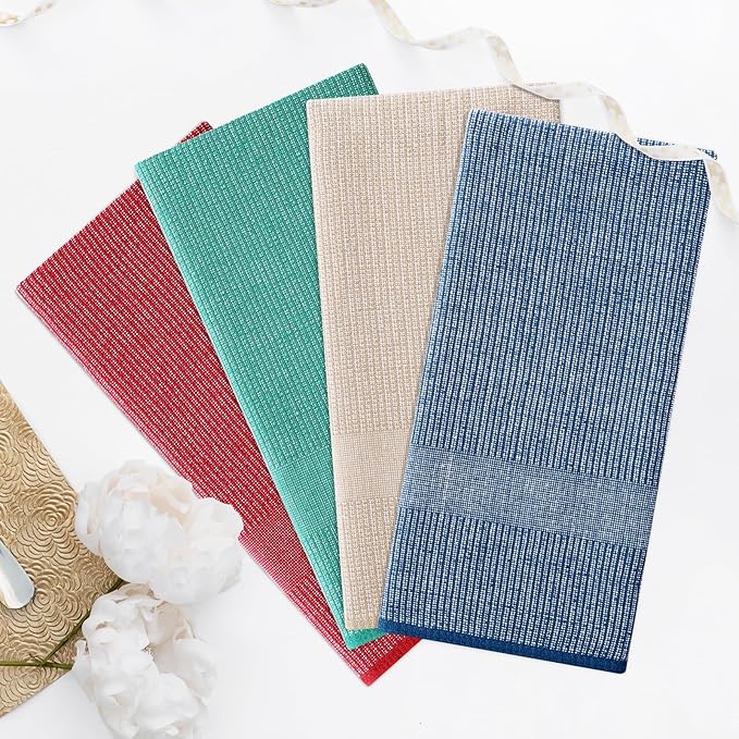 Homaxy Premium Kitchen Towels, Large Cotton Kitchen Hand Towels, Flat and Terry