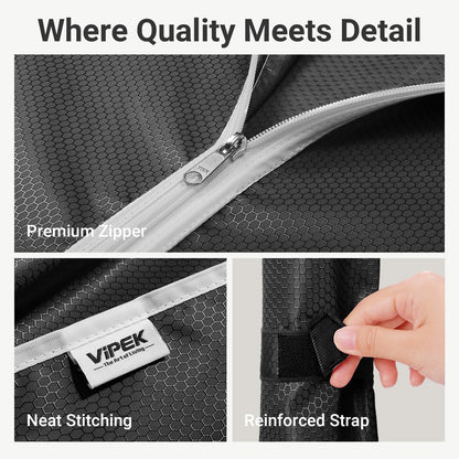 VIPEK R2C Medium Heavy Duty Clothes Rack Rolling Garment Rack with Cover Adjustable Clothing Rack for Hanging Clothes Portable Closets with Double Rods, Black Rack with Black Upgraded Polyester Cover