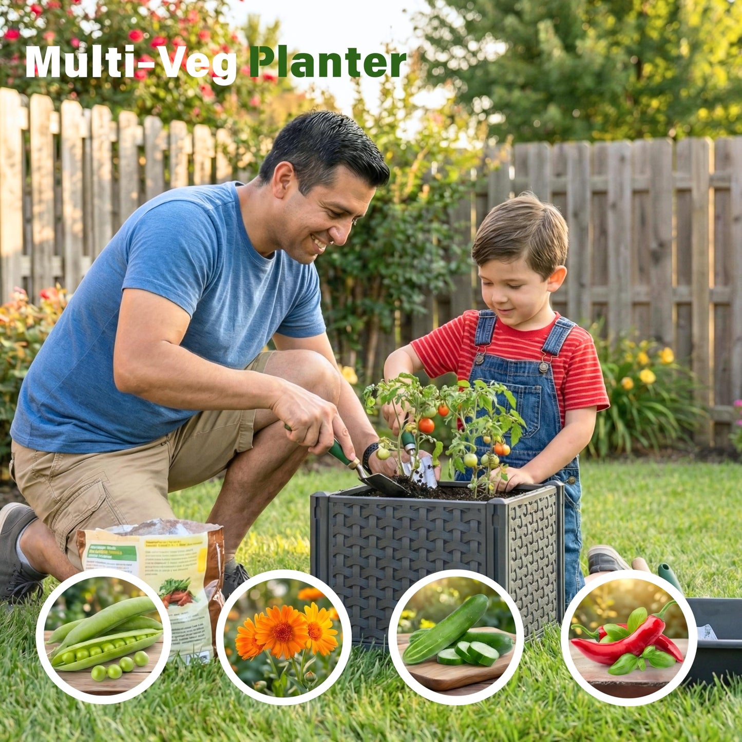 KOBAZ Raised Garden Bed Tomato Planter Box with Trellis, 67.6" Tomato Planters Cage w/Self-Watering for Climbing Plants Vegetables, Patio Indoor Outdoor