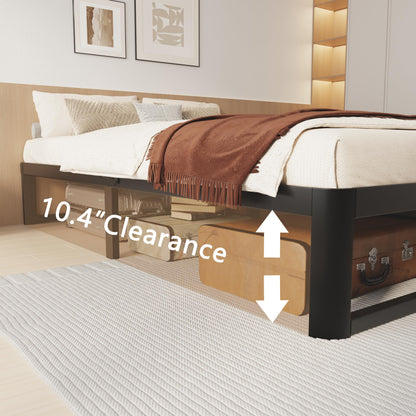 VYM 12 Inch Full Bed Frame, Platform Bed Frames with Metal Gaskets, Anti-Slip Mattress Stopper, No Box Spring Needed, Heavy Duty Steel Slat Support 3500 LBS, Round Corner Leg, Easy Assembly, Black