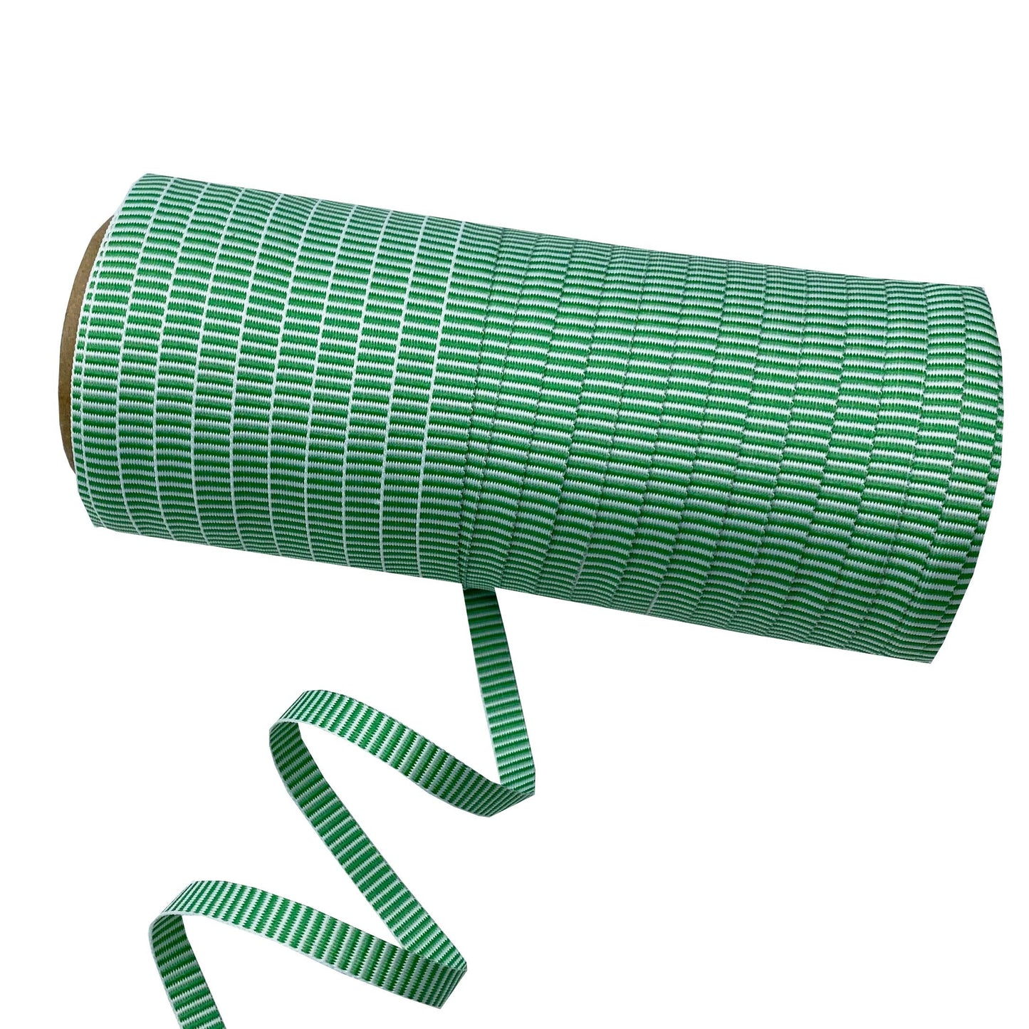 USA | American Made 1/4" Green and White Peppermint Striped Grosgrain Ribbon - 50 Yards