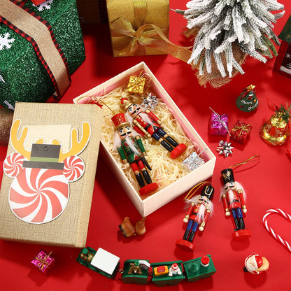Aoriher 12 Pcs Christmas Nutcracker Ornament Small Wooden Soldier Hanging Decorations Nutcracker Figure Ornament for Christmas Tree Figure Decoration Gift
