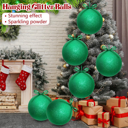 Zubebe 2 Pcs 8" Giant Fillable Christmas Ornaments with Ribbons Oversized Plastic Xmas Balls for Outdoor Lawn Yard Decor, Tree Hanging, Holiday Gifts(Matte Pink)