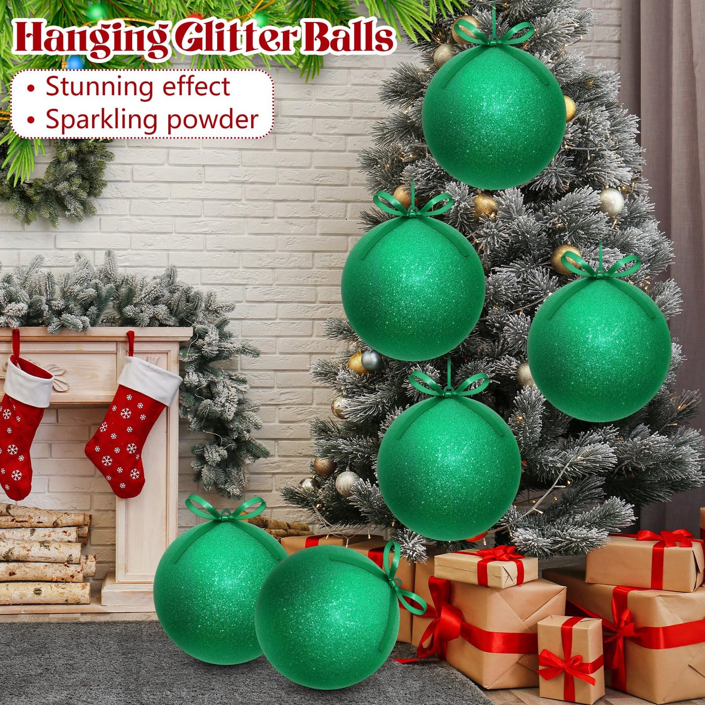 Zubebe 2 Pcs 8" Giant Fillable Christmas Ornaments with Ribbons Oversized Plastic Xmas Balls for Outdoor Lawn Yard Decor, Tree Hanging, Holiday Gifts(Matte Pink)