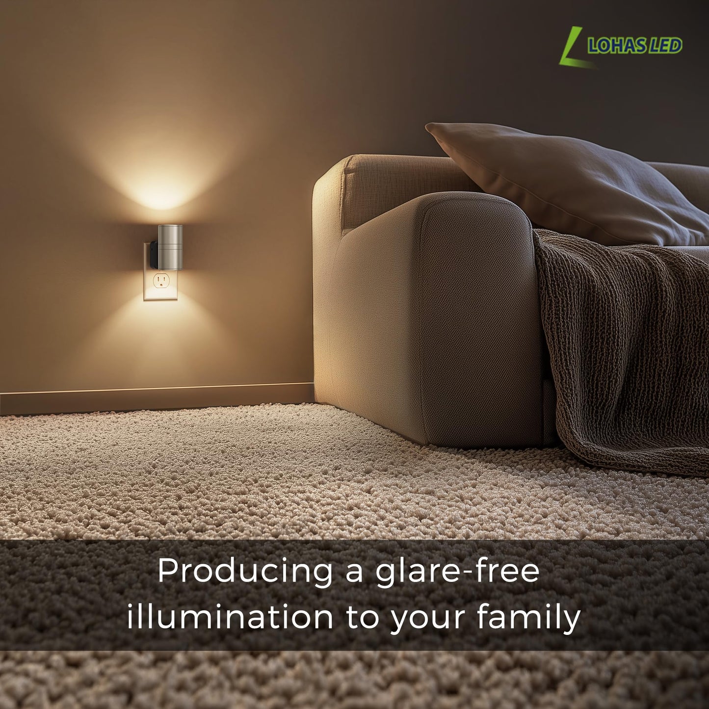 L LOHAS LED Night Light, Dimmable Night Lights Plug into Wall, Metal-Shade Nightlight for Adults, Automatic Nightlights, Light Sensor,Soft White 3000K, Nightlight Plug in for Hallway Bedroom [2 Pack]
