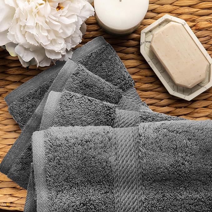 SUPERIOR Egyptian Cotton Pile Hand Towel Set of 4, Ultra Soft Luxury Towels