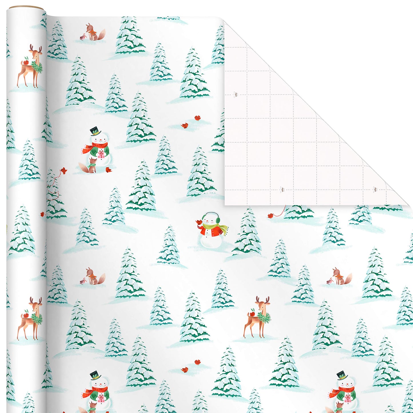 Hallmark Christmas Wrapping Paper Rolls, Holiday Gift Wrap (Pack of 3: 120 sq. ft. ttl) Storybook Critters, Snowmen, Green and Blue Plaid