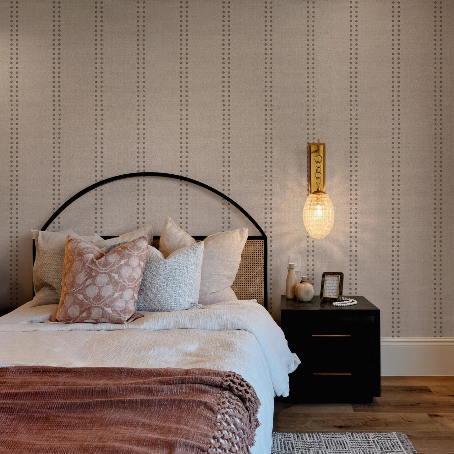 Ansehan Hand-Crafted Wallcovering HA4002 Droplets Stripe 36" W x8 Yard L Textured, Modern, Non Prepasted Natural Home Décor for Christmas Interior, Morandi Taupe