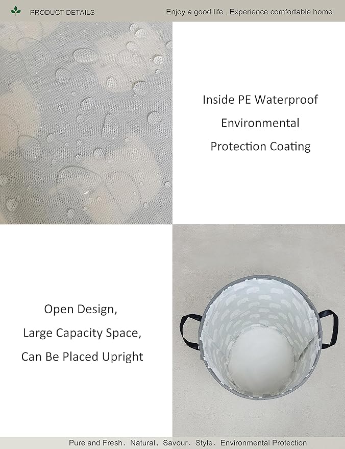 Round waterproof laundry basket, foldable storage basket, laundry Hampers