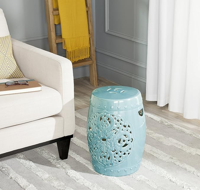 Safavieh Flora Glazed Ceramic Decorative Garden Stool, Blue