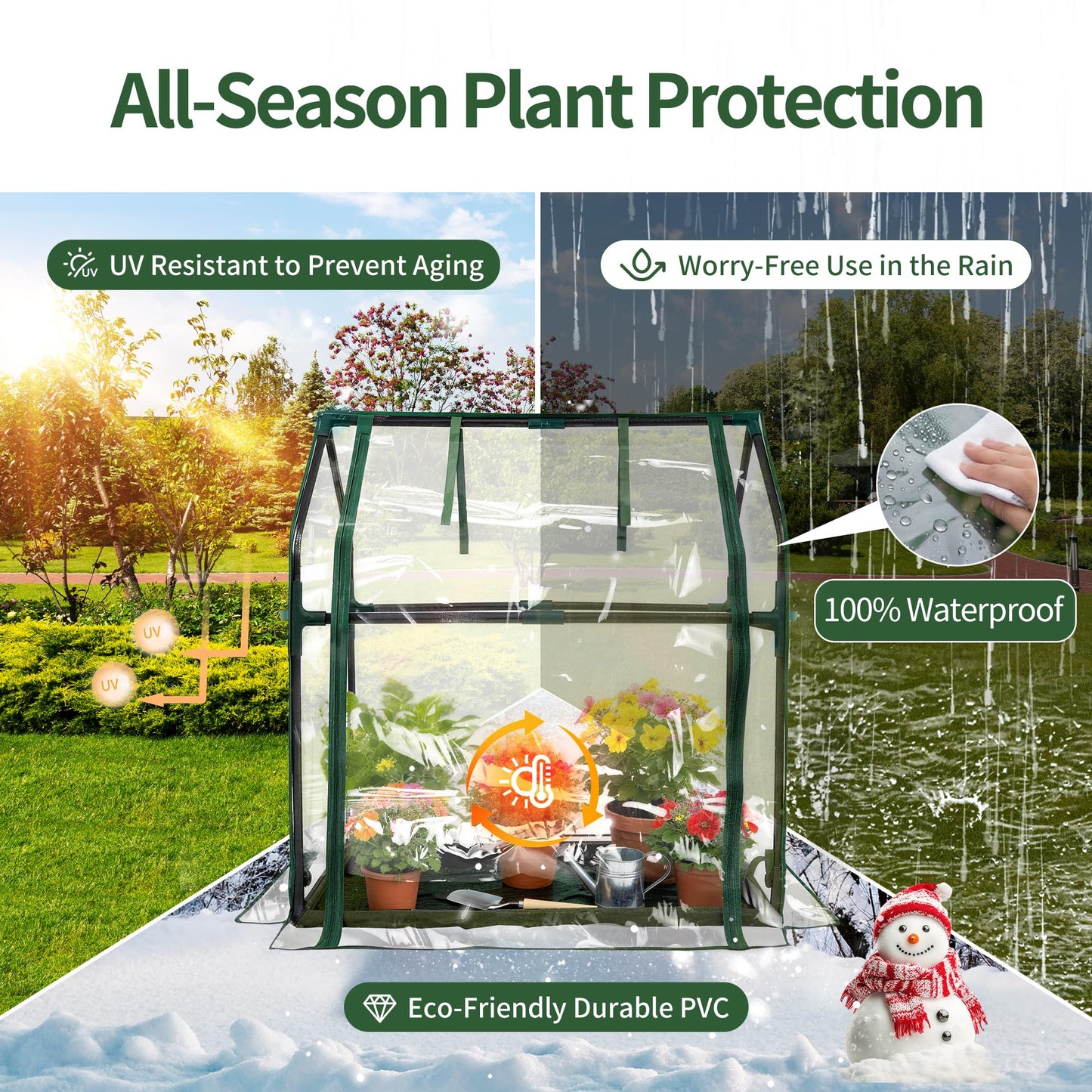 PROWORX Mini Greenhouse 36"×18"×33" Small Greenhouse Seed Starting Waterproof Floor Mat Portable Greenhouse Patio Balcony and Garage Indoor & Outdoor