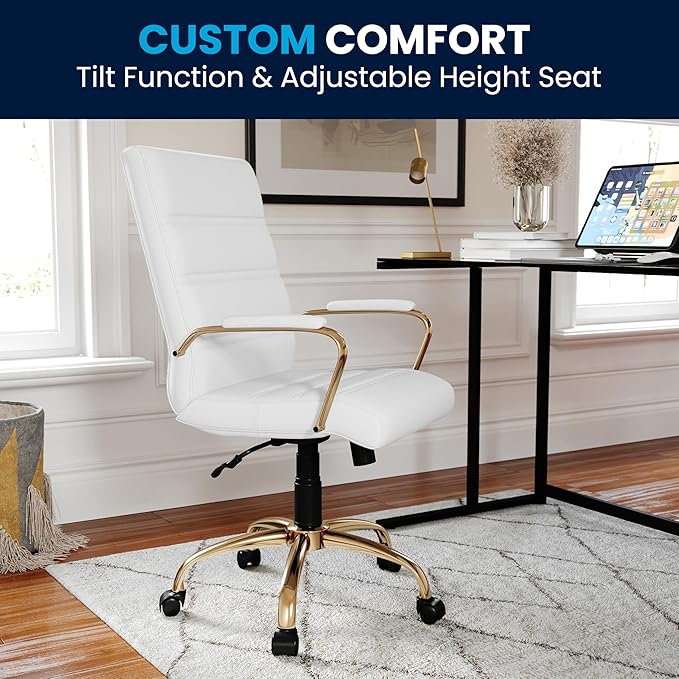 Flash Furniture Whitney Mid-Back Swivel LeatherSoft Desk Chair