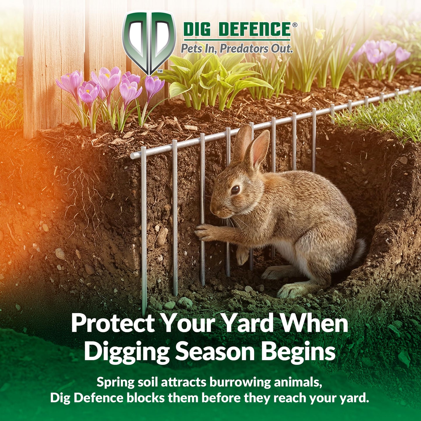 Dig Defence Original Animal Barrier Fence - X-Large Decorative Garden Fence, Outdoor No Dig Fence for Dogs and Rabbits, Yard and Patio - 24”(L) x 15”(H), 12 Pack