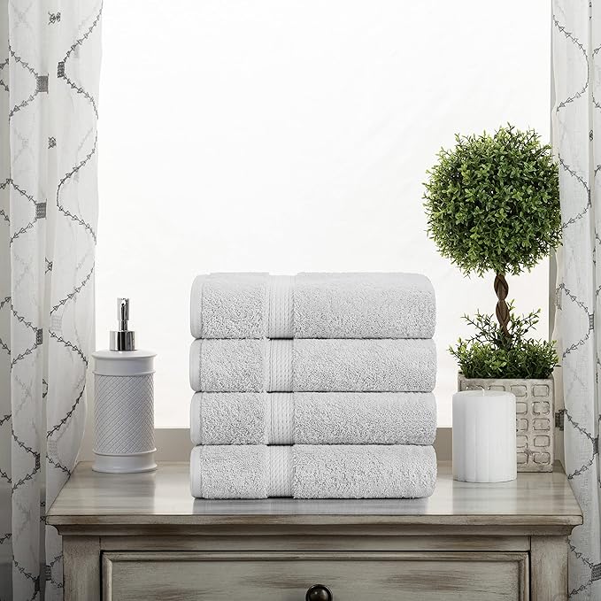 SUPERIOR Egyptian Cotton Pile Hand Towel Set of 4, Ultra Soft Luxury Towels