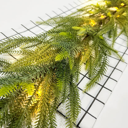 MINDELF 6 FT Artificial Christmas Norfolk Pine Garland, Real Touch Pine Garland with 20 LED Lights, Mixed with Noble Fir, ‌Heavier and Larger, Timer, Perfect for Table Window Mantel Indoor Outdoor