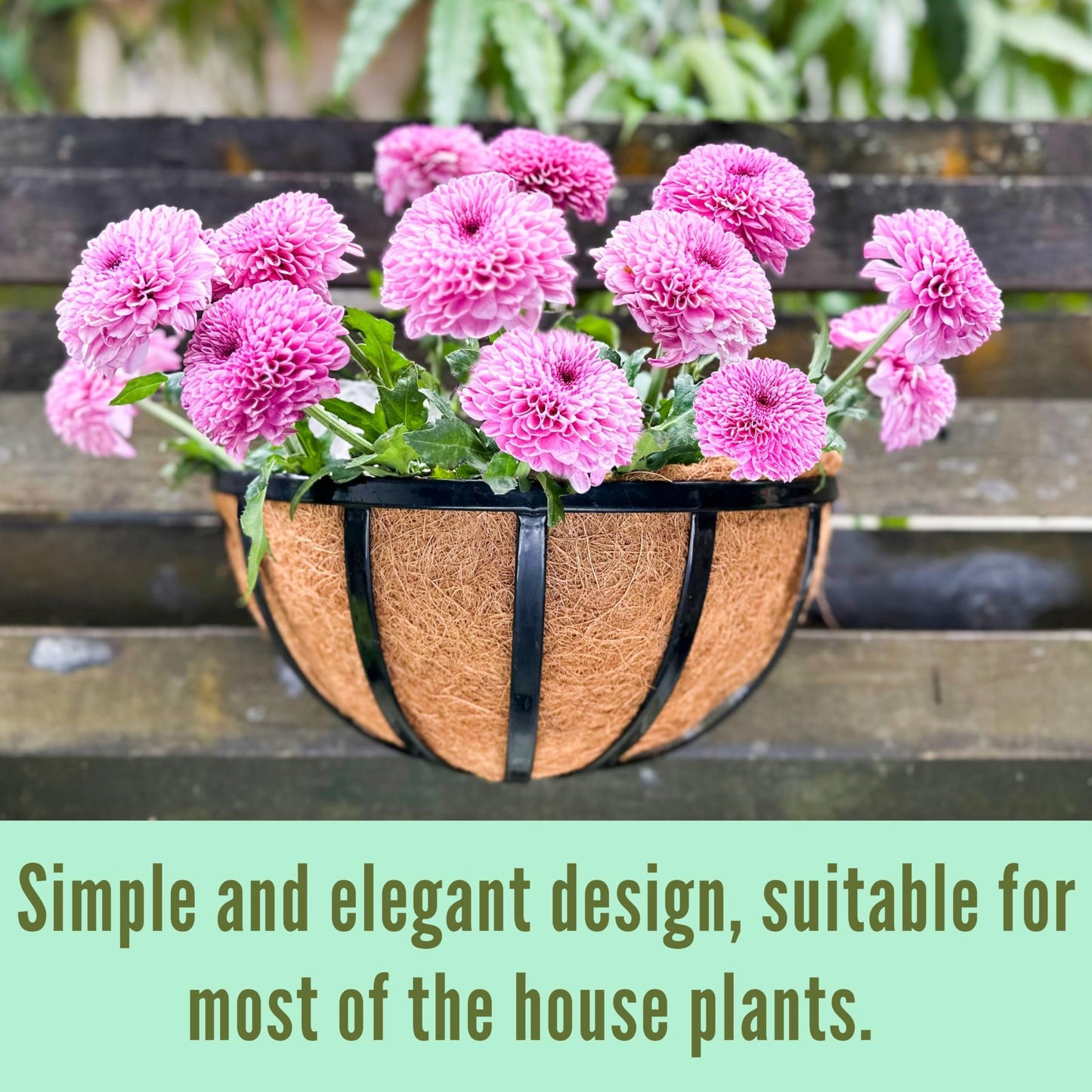 LalaGreen Wall Planters (2 Pack, 12 Inch) Black Metal Deck Railing Planter with Coco Liners, Wall Plant Holder Window Basket Flower Pots for Outdoor Plants, Horse Trough Fence, Balcony, Garden, Patio