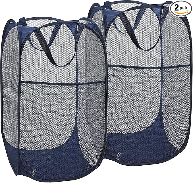 2 Pack Laundry Hamper, Foldable Mesh Popup Laundry Basket