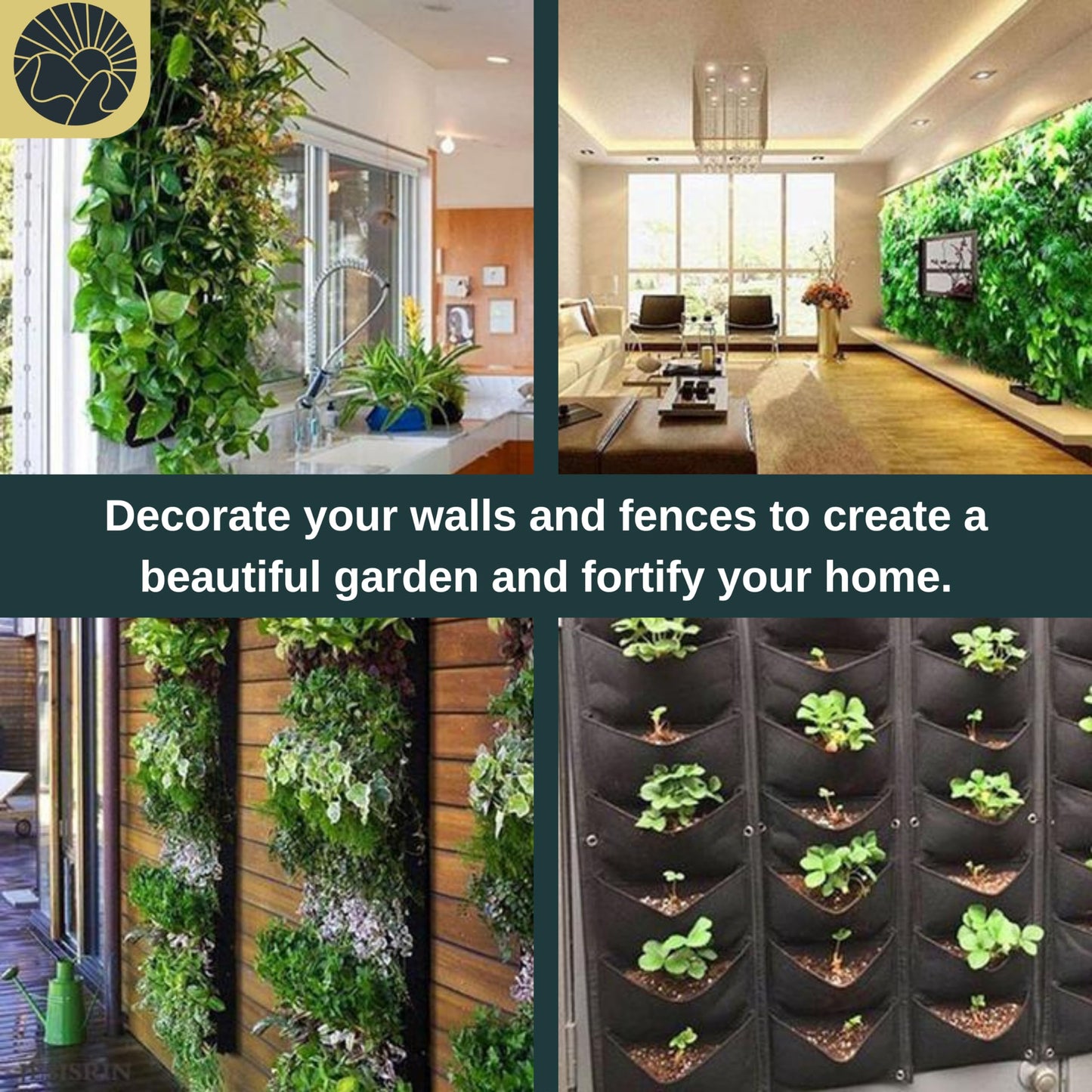 SunVara Vertical Wall Planter 64 Pockets Living Wall Garden