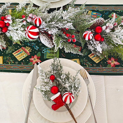 Egolot 70 Inch Christmas Candy Cane Garland for Front Door, Winter Red White Xmas Holiday Garland for Indoor Outdoor, Christmas Frosted Garland with Berries and Pine Cones