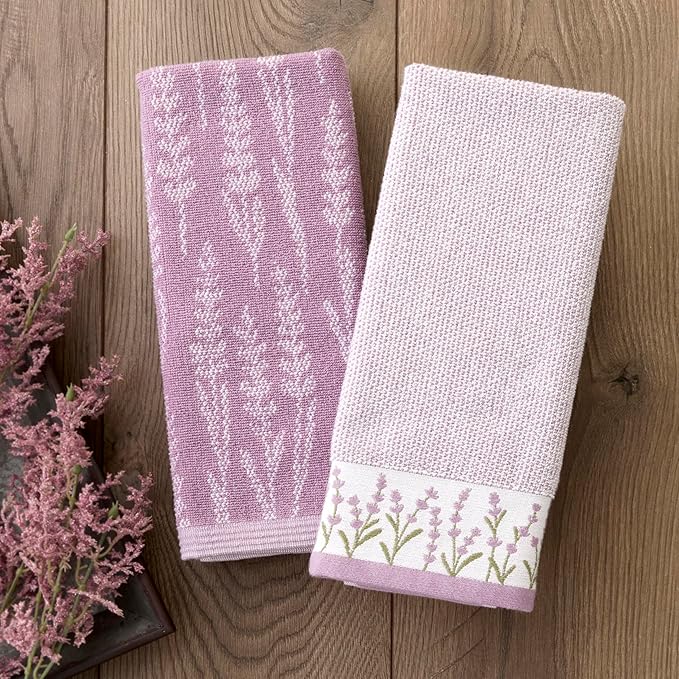 SKL Home Lavender Silhouette 100% Cotton Jacquard 2pc Hand Towel Set,