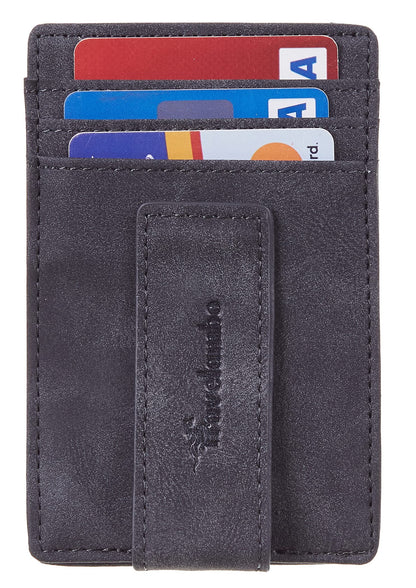 Travelambo Money Clip for Men Magnetic Front Pocket Wallet Slim Wallet Minimalist Card Holder RFID Blocking (Deep Grey)