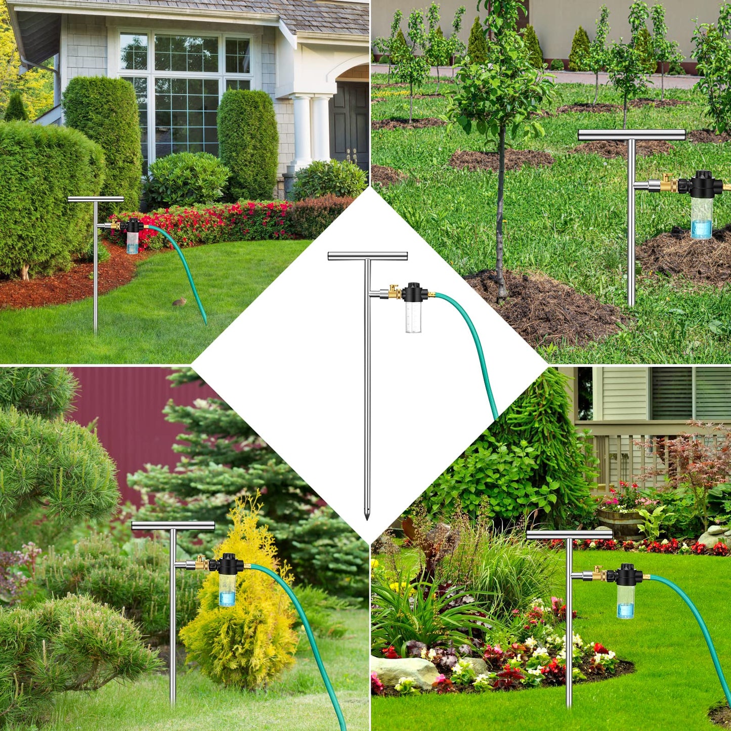 Root Feeder Deep Root Watering Tool with Fertilizer Dispenser Tree Watering Spike Watering Wand Irrigation System,for Plants Trees Bushes Shrubs Made of Stainless Steel with Shut Off Valve T Handle