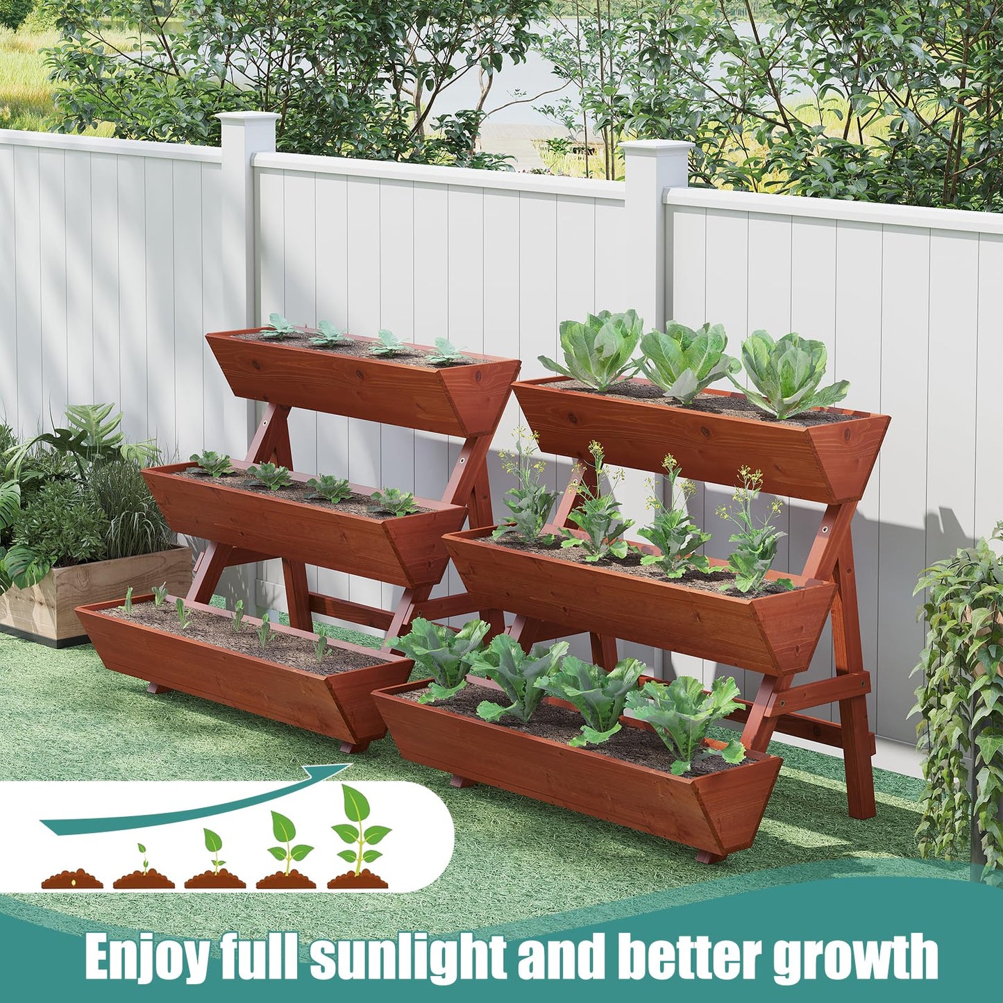 viewcare Raised Garden Bed, 3 Tier Vertical Garden Planter for Indoor & Outdoor, Raised Planter Box with Legs, Garden Planter Box for Flowers/Vegetables/Plants