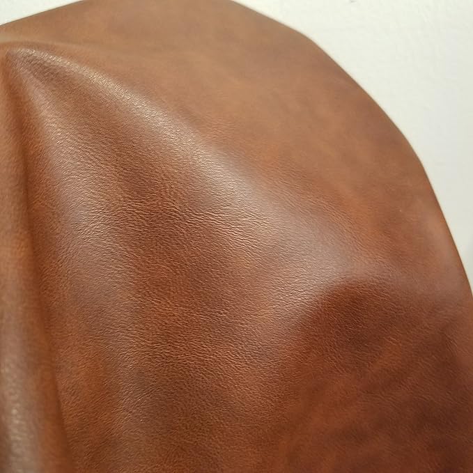 NAT LEATHERS | Tan Mid Brown Cognac Soft Faux Leather Fabric Sheet PU | 4 Yards