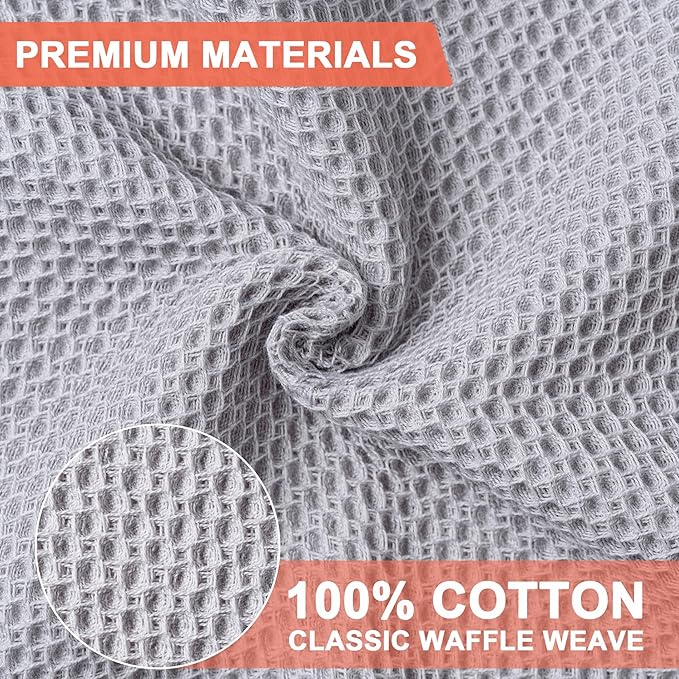 BOOMIBOO 6-Pack Kitchen Dish Cloths, 100% Cotton Waffle Weave, Ultra Soft