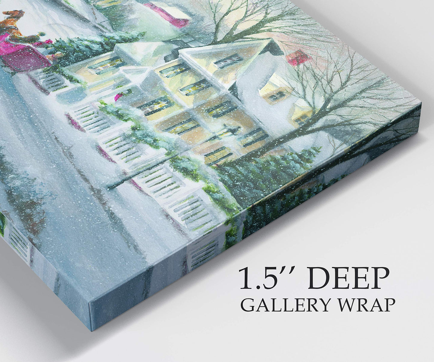 Renditions Gallery Canvas Wall Art Paintings for Home Decorations Snowy Village Sleigh Ride Wall Hanging Abstract Prints for Bedroom Dining Living Room Office Home Kitchen Wall Decor - 32"X48" LT18