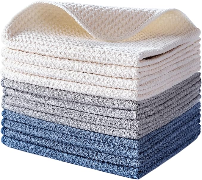 POLYTE Premium Microfiber Kitchen Dish Cloth Waffle Weave 12 Pack