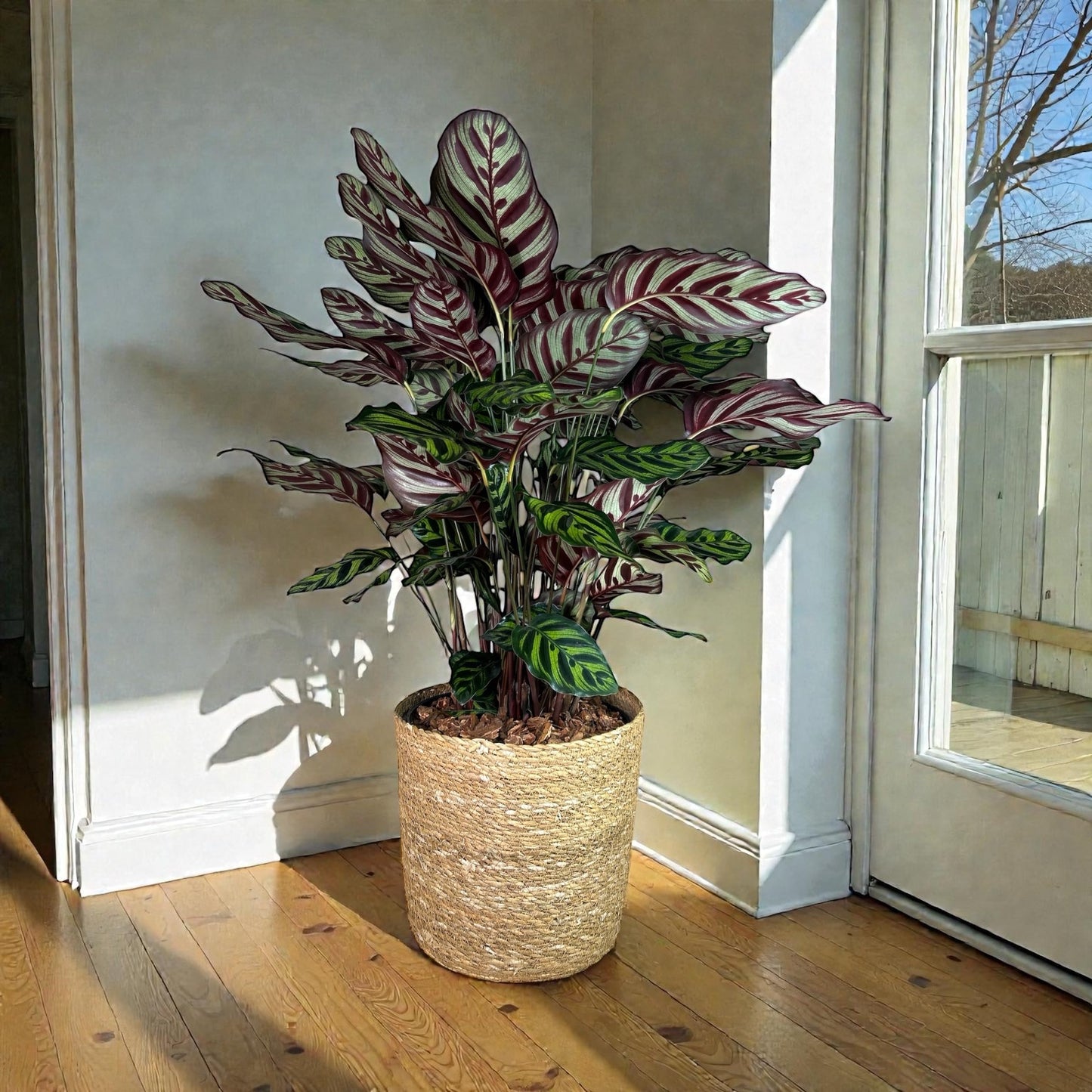 Andersen Farms Calathea Makoyana – 10 Inches Grower Pot – Peacock Plant – Live Air Purifying Indoor Plant with Patterned Green Leaves, Easy Care Tropical Home Décor