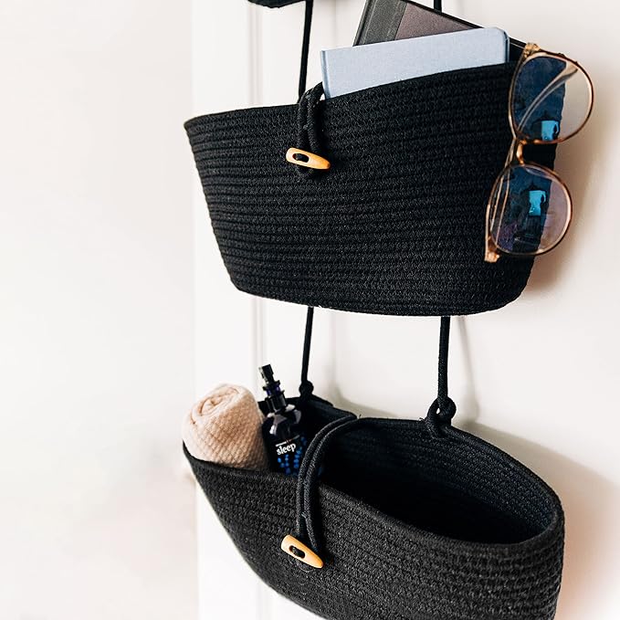 OrganiHaus Black Hanging Wall Baskets