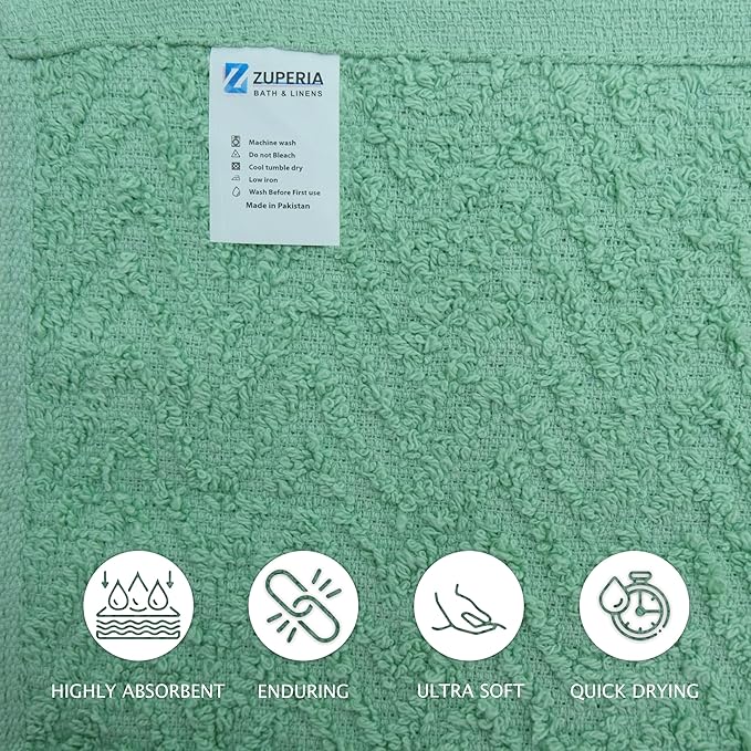 ZUPERIA Zigzag Multicolor Wash Cloths -32 Pack -12" x 12"- Highly Absorbent