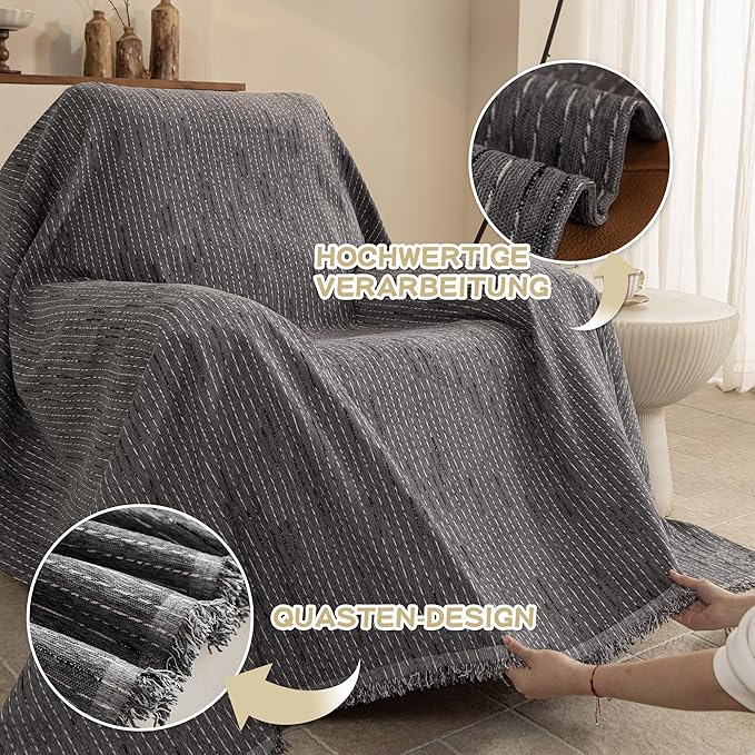 MYSKY HOME Chair Covers Armchair, Recliner Chair Cover Dark Grey Couch Cover