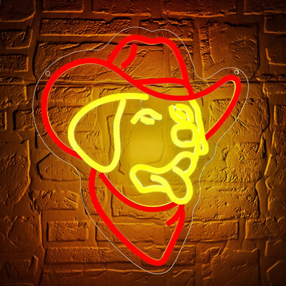 Golden Retriever Neon Sign for Wall Decor Cowboy Golden Retriever Neon Light Dimmable Cute Dog LED Light Up for Man Cave Bedroom Office Party Christmas Birthday Gifts Art Size11.9 * 13.7(WZCP056)