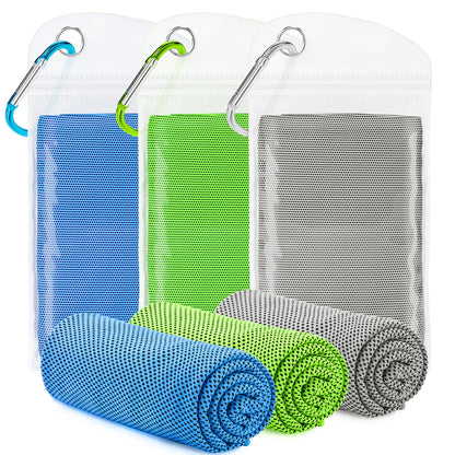 Amgico 3 Pack Cooling Towel(40"x12") for Neck and face, Ice Towel, Soft Breathable Towels, Cooling Rags for Yoga, Sport, Running, Workout, Gym, Camping, Fitness, Workout & More